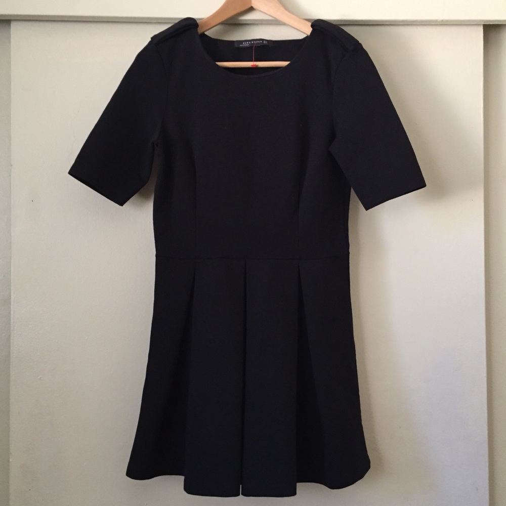 Zara black pleated dress